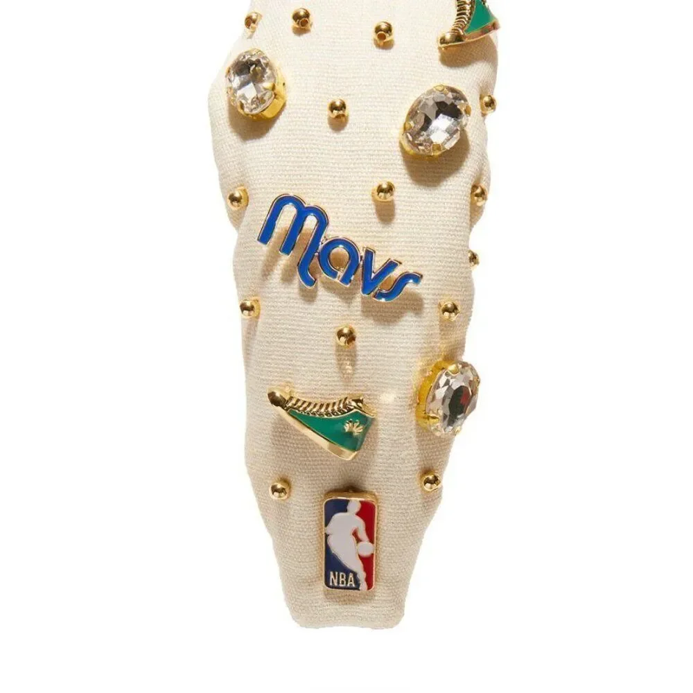 LELE SADOUGHI NBA DALLAS MAVERICKS BASKETBALL IVORY EMBELLISHED KNOTTED HEADBAND